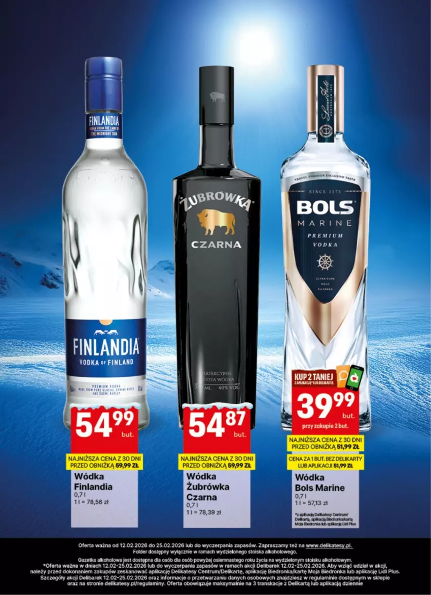Gazetka promocyjna Delikatesy Centrum - Delibarek DC07-DC08 - ważna 12.02 do 25.02.2026 - strona 9 - produkty: Bols, Finlandia, Rama, Rum, Tran, Wódka