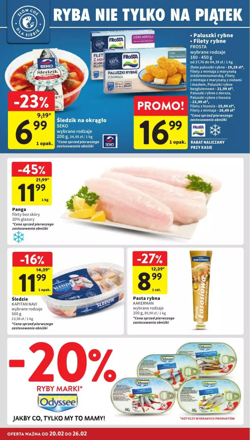 Gazetka promocyjna Intermarche - ważna 24.02 do 26.02.2025 - strona 14 - produkty: Dorsz, Frosta, Lazur, Mintaj, Paluszki rybne, Panga, SEKO, Sos