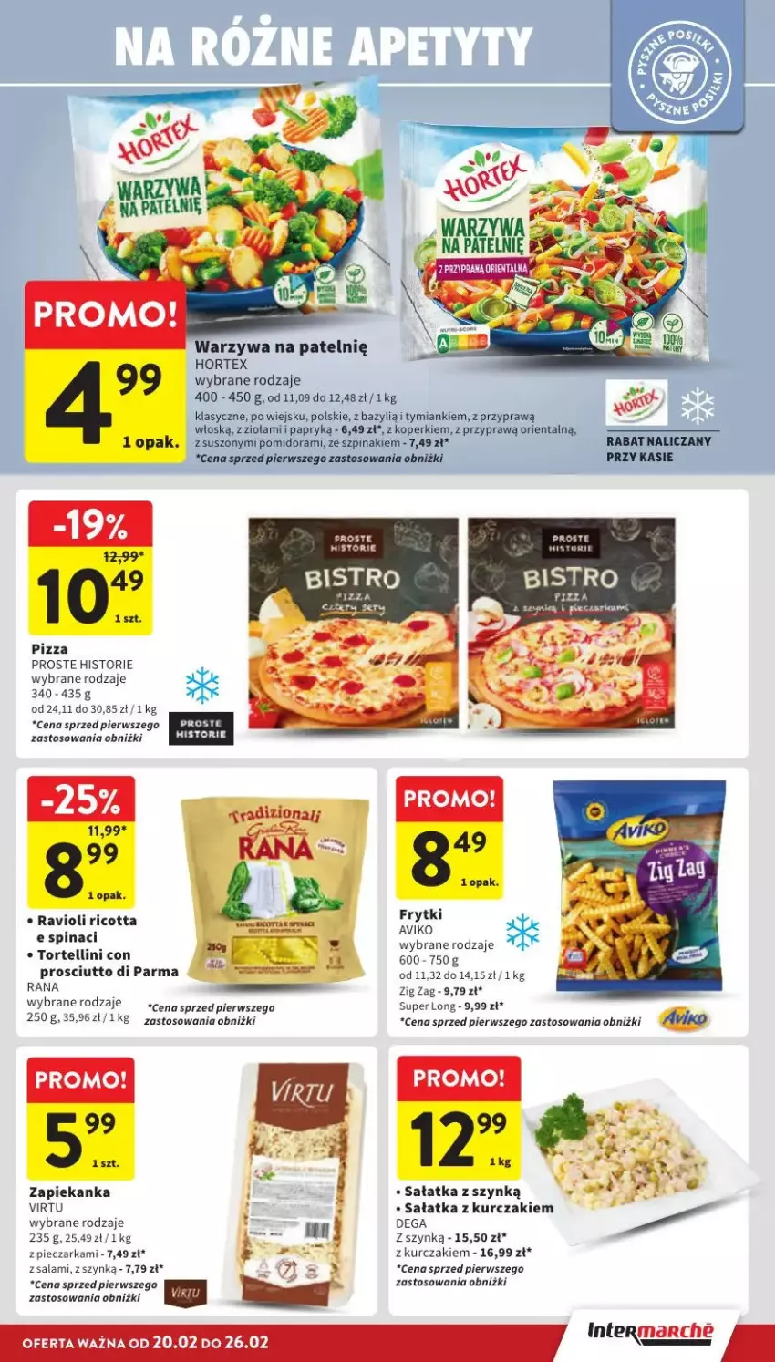 Gazetka promocyjna Intermarche - ważna 24.02 do 26.02.2025 - strona 15 - produkty: Bazyl, Feta, Hortex, Kurczak, Piec, Pieczarka, Pizza, Prosciutto, Ricotta, Salami, Sałat, Sałatka, Szpinak, Virtu, Warzywa, Zapiekanka