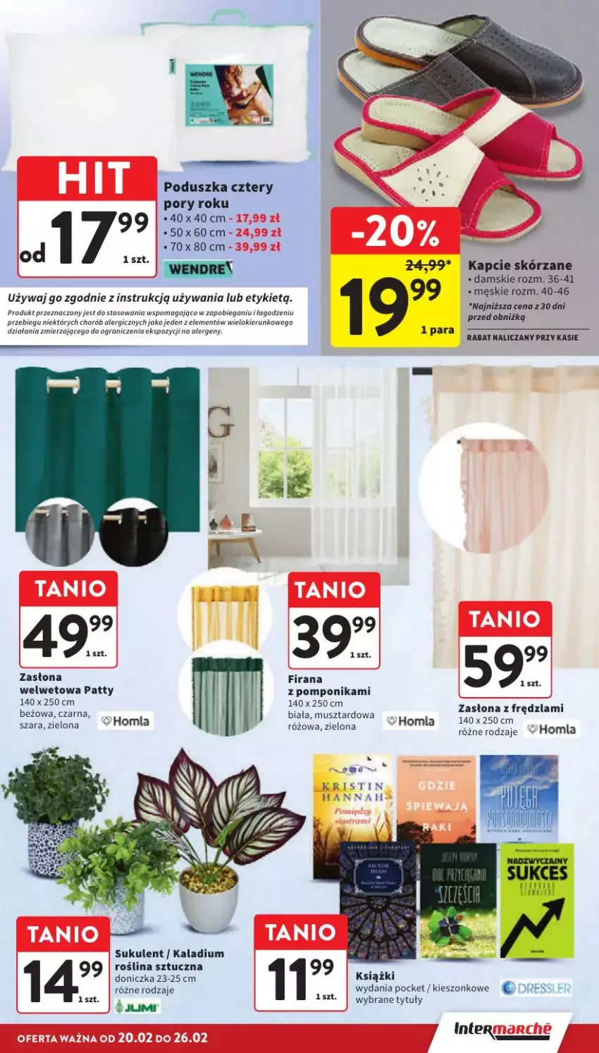 Gazetka promocyjna Intermarche - ważna 24.02 do 26.02.2025 - strona 30 - produkty: Fa, Firana, Gra, Kapcie, Mus, Poduszka, Por, Roślina sztuczna, Sukulent, Zasłona