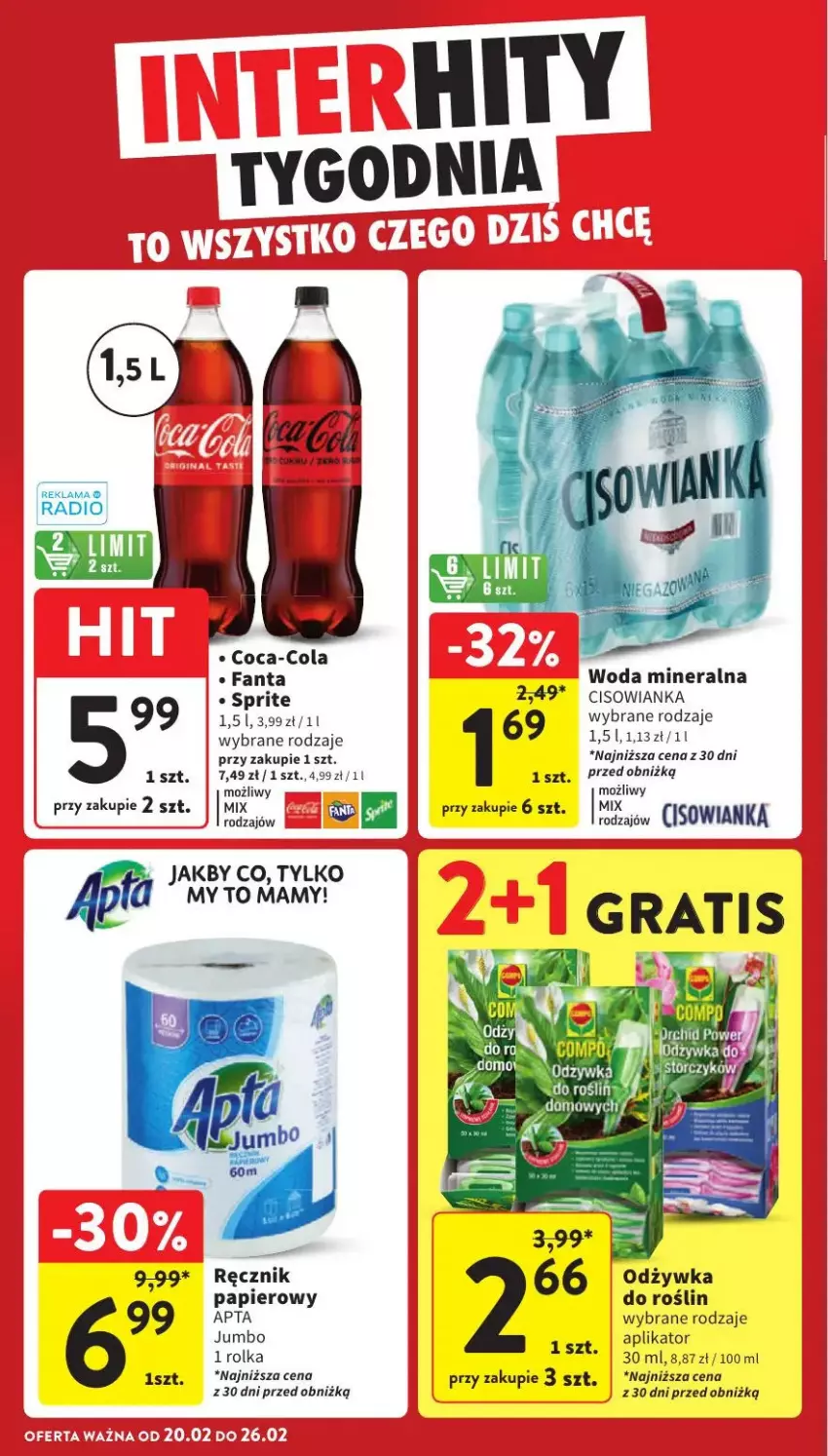 Gazetka promocyjna Intermarche - ważna 24.02 do 26.02.2025 - strona 36 - produkty: Cisowianka, Coca-Cola, Fa, Fanta, Gra, LG, Odżywka, Papier, Ręcznik, Sprite, Woda, Woda mineralna