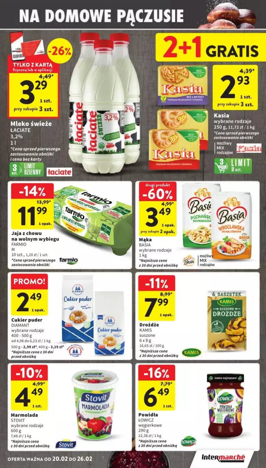 Gazetka promocyjna Intermarche - ważna 24.02 do 26.02.2025 - strona 4 - produkty: Basia, Cukier, Cukier puder, Diamant, Drożdże, Fa, Jaja, Kamis, Mąka, Marmolada, Mleko, Mola, Puder