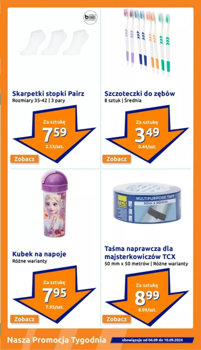 Gazetka promocyjna Action - ważna 04.09 do 10.09.2024 - strona 3 - produkty: Karp, Kubek, Napoje, Pur, Skarpetki, Taśma naprawcza, Top