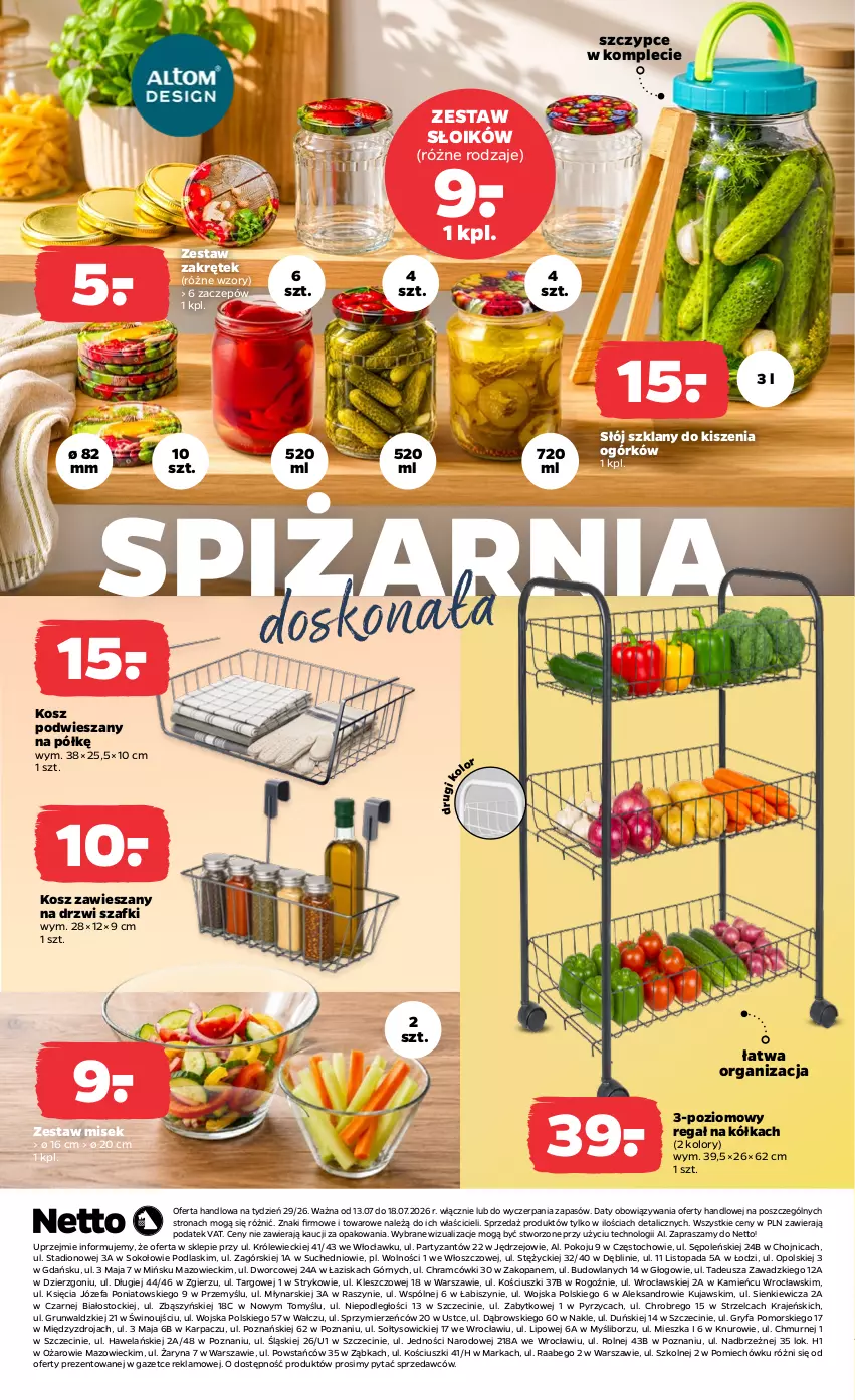 Gazetka promocyjna Netto - Od Poniedziałku - ważna 13.07 do 18.07.2026 - strona 3 - produkty: Drzwi, Fa, Gry, Karp, Kosz, Kujawski, Podlaski, Regał, Sok, Stock, Szczypce, Top, Wino