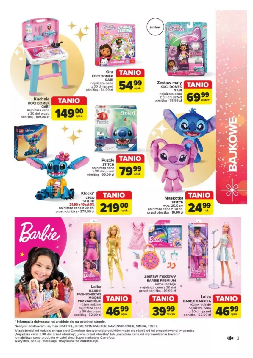 Gazetka promocyjna Carrefour - ważna 13.11 do 24.12.2024 - strona 12 - produkty: Barbie, Burger, Fa, Gra, Klocki, Koc, Kuchnia, Lalka, LEGO, Mattel, Puzzle, Ravensburger