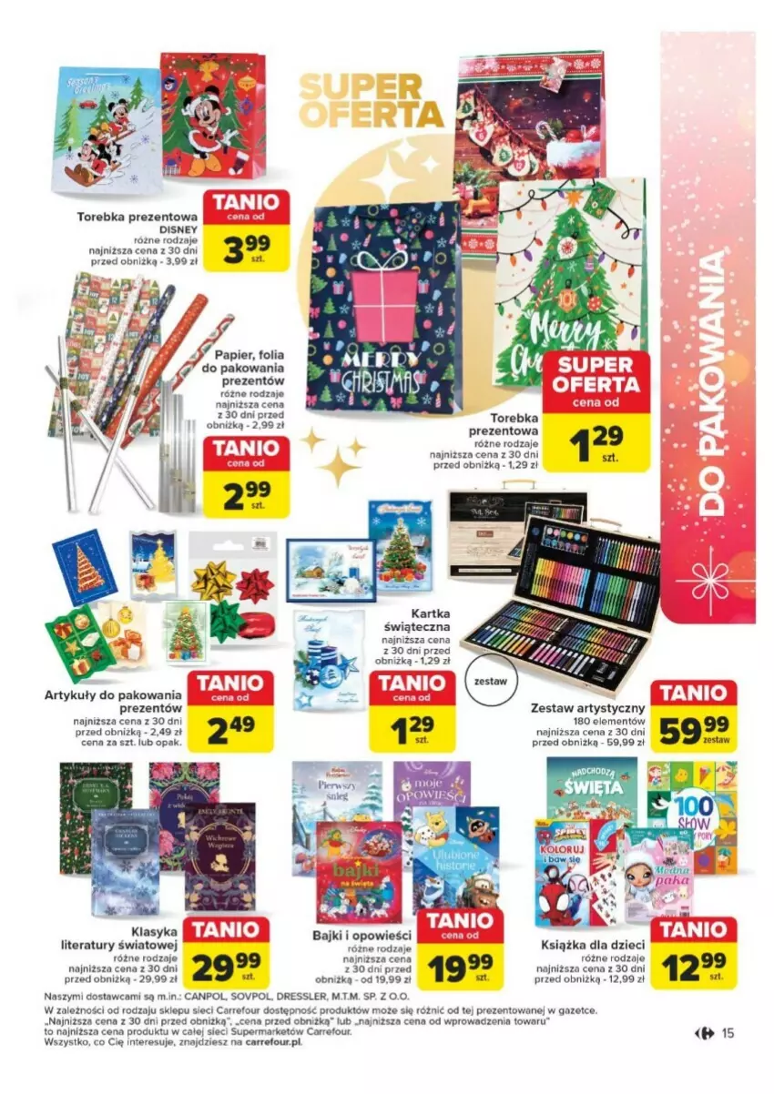 Gazetka promocyjna Carrefour - ważna 13.11 do 24.12.2024 - strona 7 - produkty: Canpol, Disney, Dres, Dzieci, Fa, Książka, Papier, Tera, Torebka