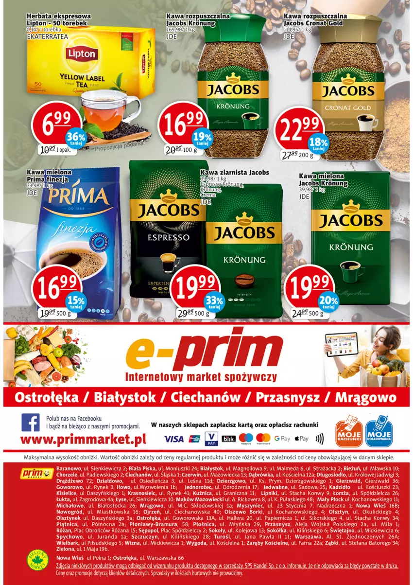 Gazetka promocyjna Prim Market - ważna 30.06 do 06.07.2022 - strona 16 - produkty: Fa, Herbata, Jacobs, Kawa, Kawa rozpuszczalna, Lipton, Torebka