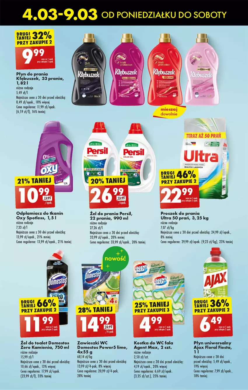 Gazetka promocyjna Biedronka - Od poniedzialku - ważna 04.03 do 09.03.2024 - strona 60 - produkty: Ajax, Domestos, Fa, Flora, Kostka do wc, Odplamiacz, Persil, Płyn do prania, Proszek do prania, Tera, Zawieszki