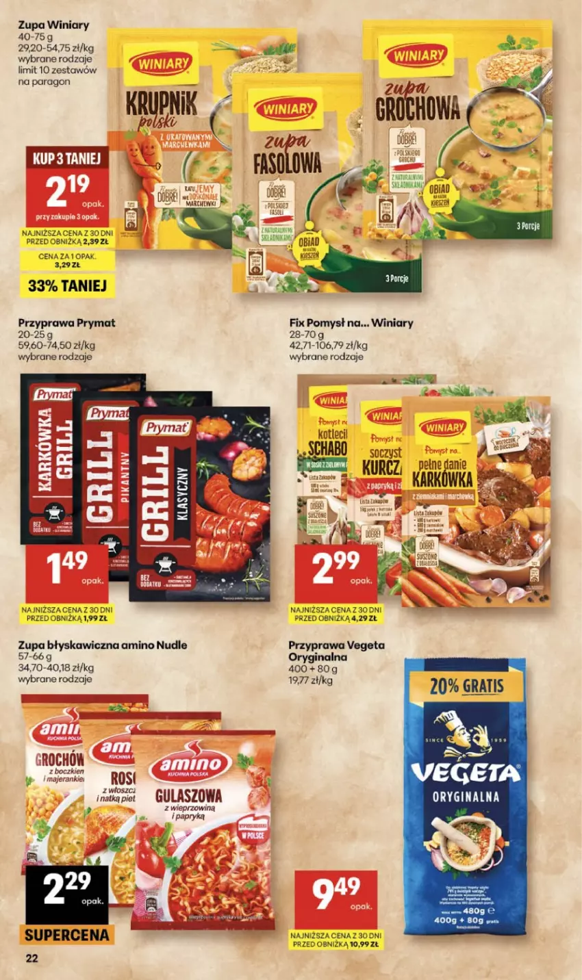 Gazetka promocyjna Delikatesy Centrum - Franczyza DC19 Czwartek - ważna 07.05 do 13.05.2026 - strona 22 - produkty: Gin, Gra, Jaja, Prymat, Vegeta, Winiary, Zupa