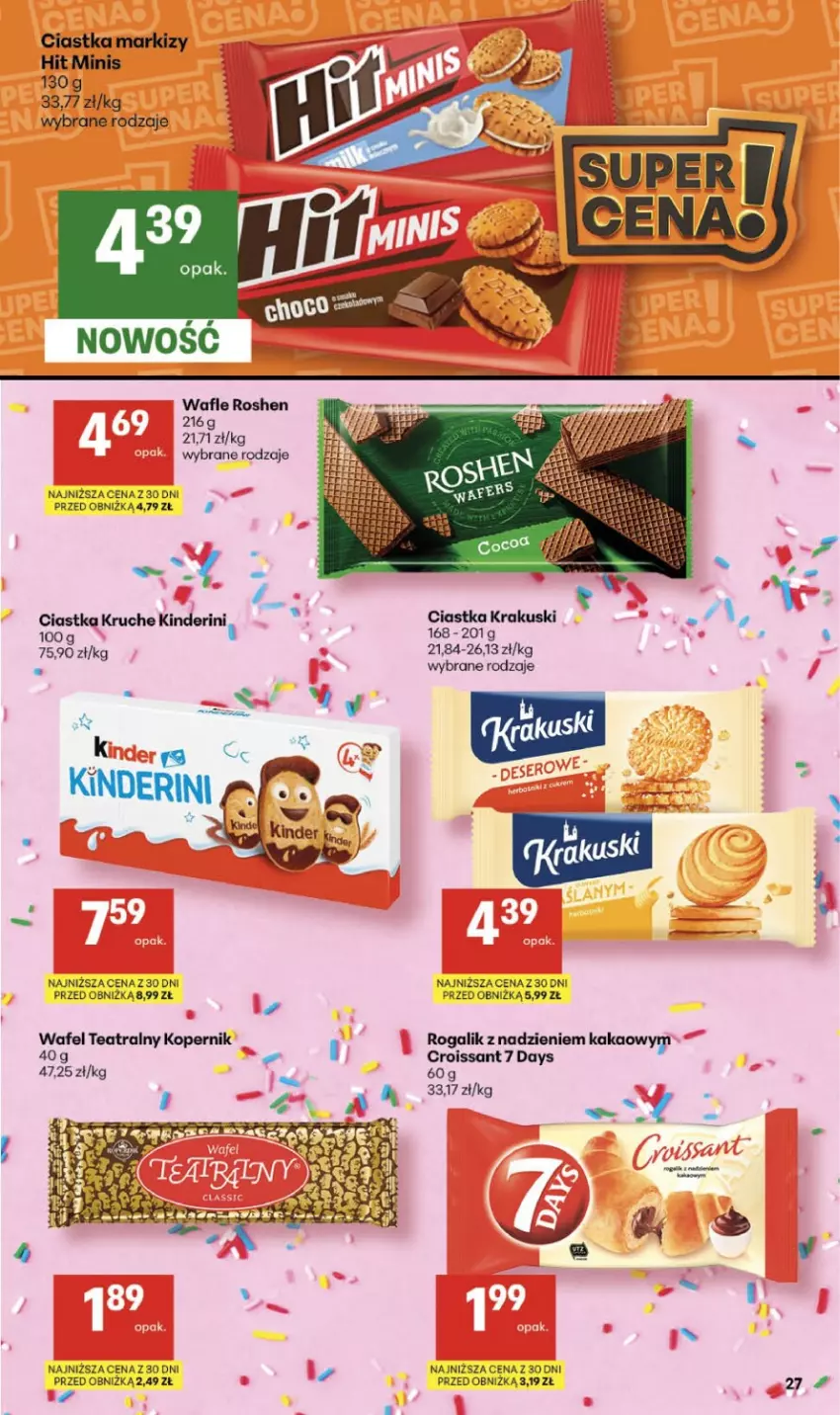 Gazetka promocyjna Delikatesy Centrum - Franczyza DC19 Czwartek - ważna 07.05 do 13.05.2026 - strona 27 - produkty: 7 Days, Ciastka, Croissant, Kakao, Kinder, Krakus, Krakuski, Rogal, Wafle