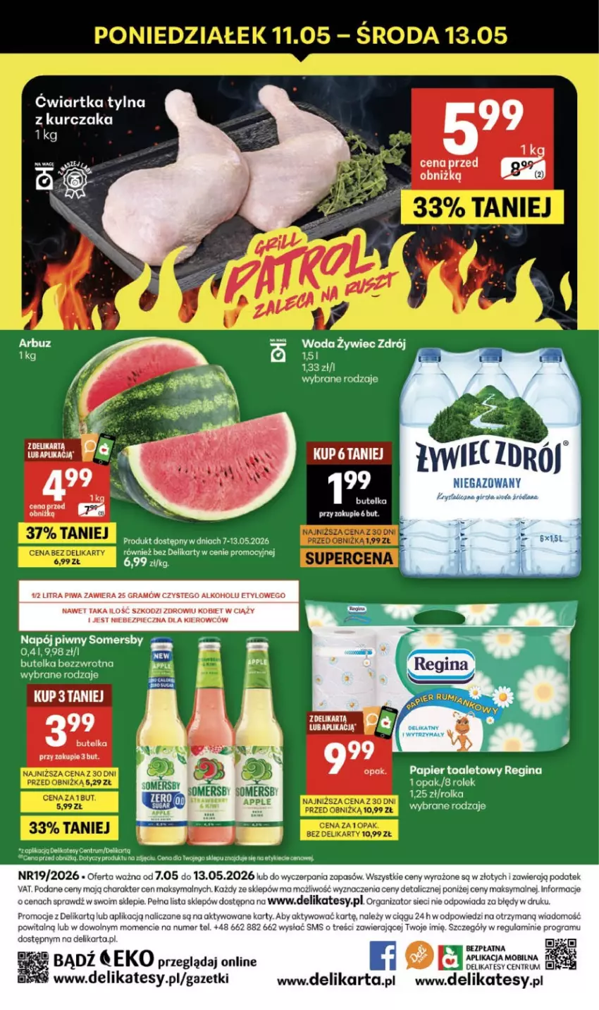 Gazetka promocyjna Delikatesy Centrum - Franczyza DC19 Czwartek - ważna 07.05 do 13.05.2026 - strona 40 - produkty: Gin, Gra, Kurczak, LANA, Mobil, Napój, Papier, Papier toaletowy, Piec, Piwa, Rum, Somersby, Woda