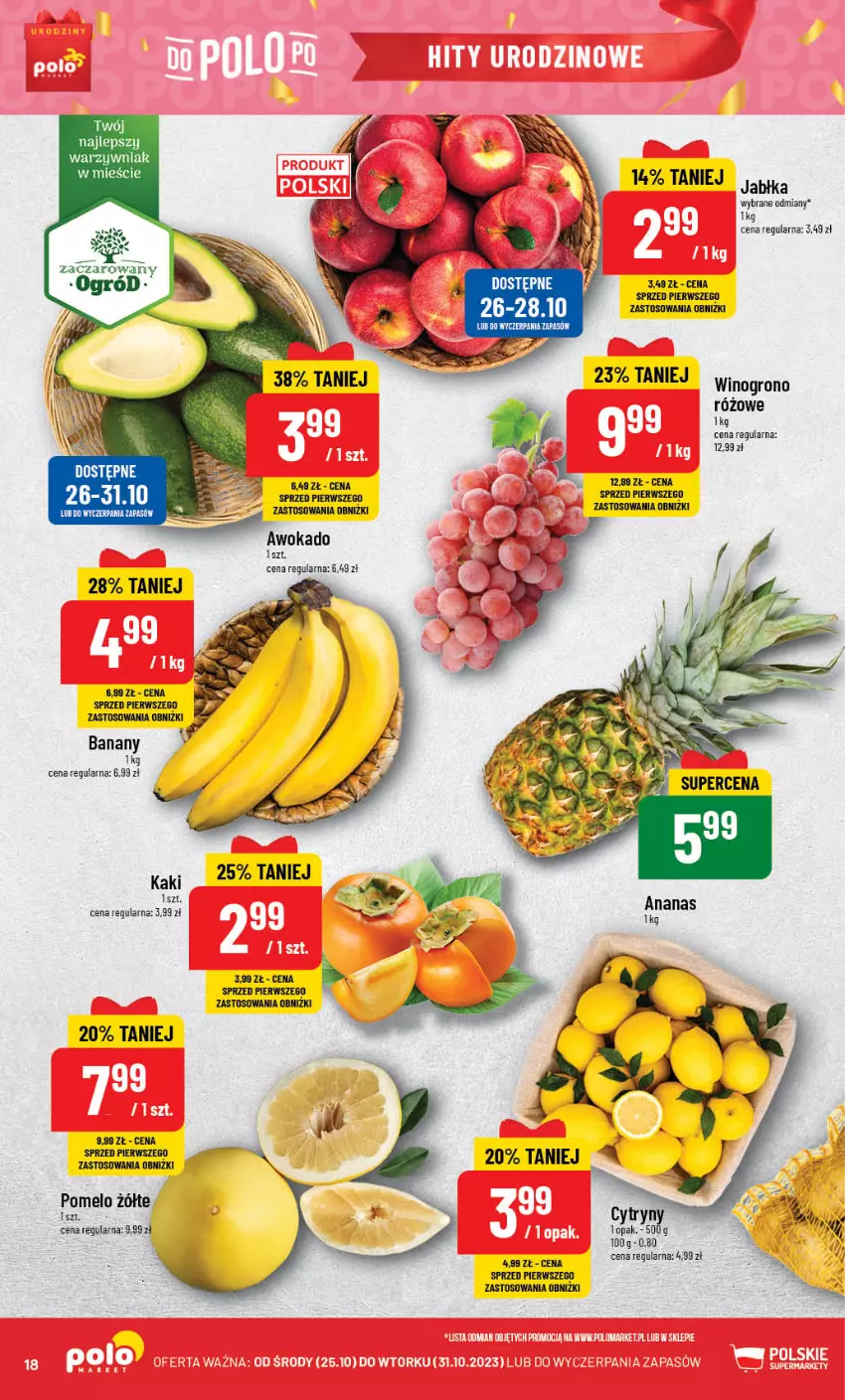 Gazetka promocyjna PoloMarket - Gazetka pomocyjna - ważna 25.10 do 31.10.2023 - strona 18 - produkty: Banany, Jabłka, Pomelo, Wino
