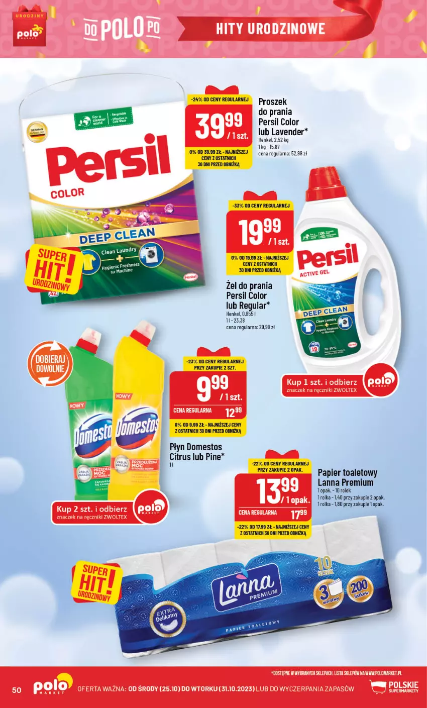 Gazetka promocyjna PoloMarket - Gazetka pomocyjna - ważna 25.10 do 31.10.2023 - strona 50 - produkty: Domestos, Papier, Papier toaletowy, Persil, Proszek do prania