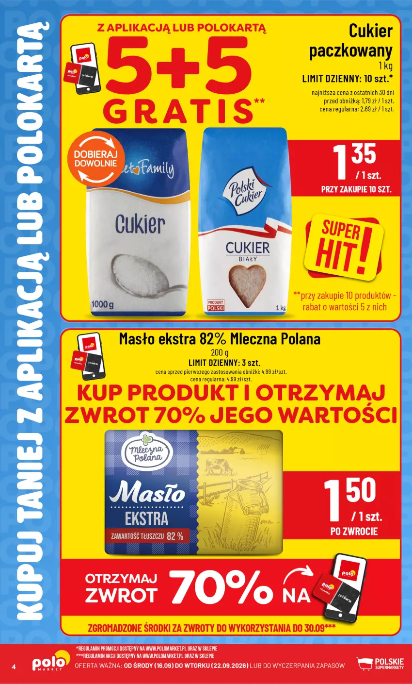 Gazetka promocyjna PoloMarket - Katalog Kupuj taniej z POLOappką - ważna 16.09 do 22.09.2026 - strona 4 - produkty: Cukier, LANA, Masło