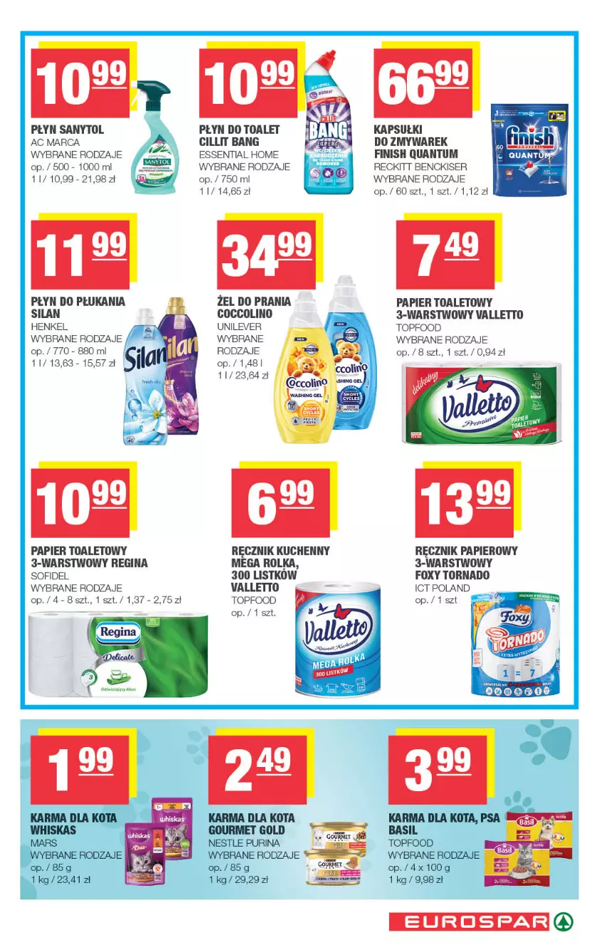 Gazetka promocyjna Spar - EuroSpar - ważna 12.08 do 23.08.2026 - strona 13 - produkty: Cillit Bang, Coccolino, Finish, Foxy, Gin, Papier, Papier toaletowy, Płyn do płukania, Ręcznik, Ręcznik kuchenny, Sanytol, Ser, Silan, Top