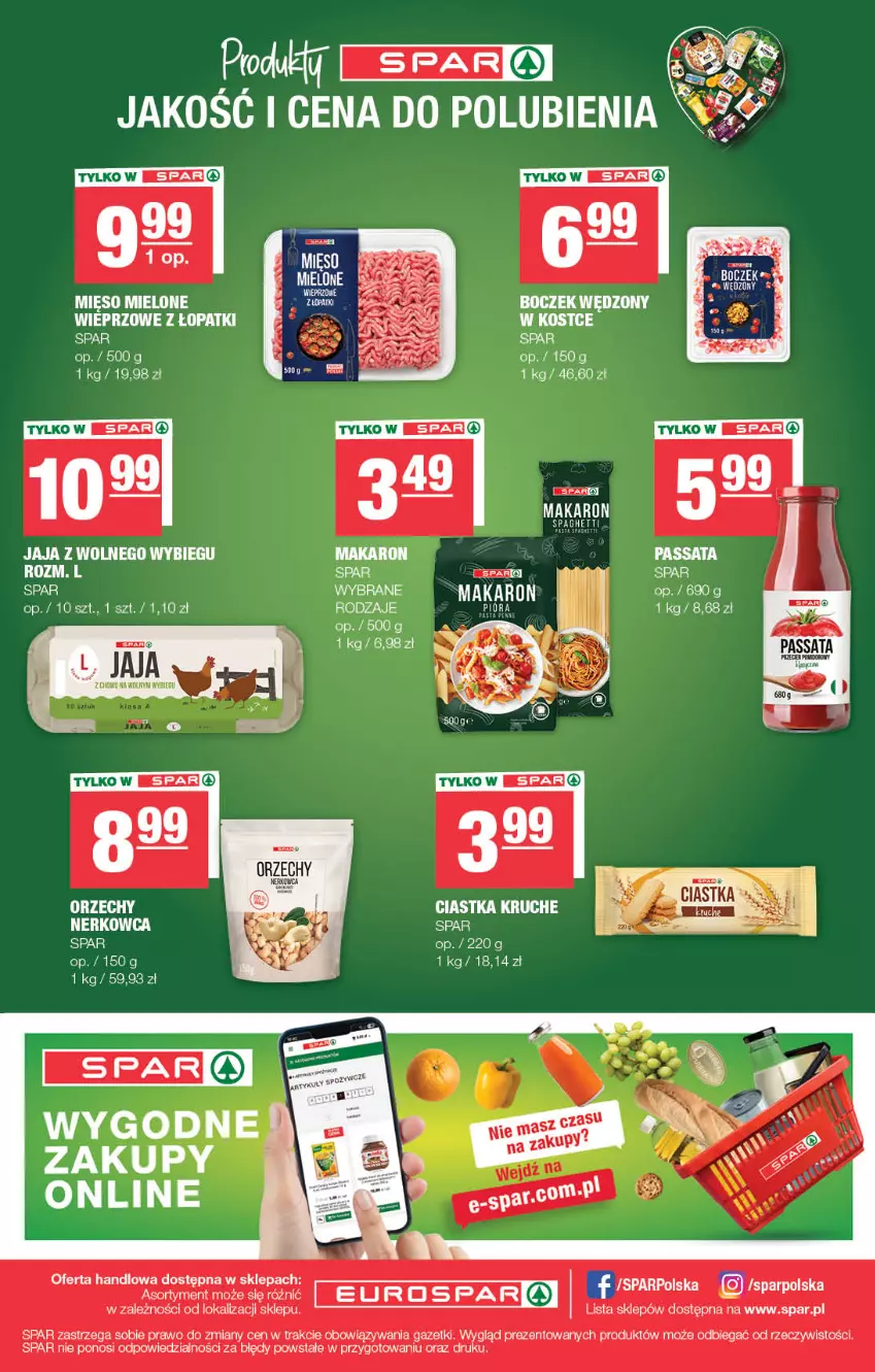 Gazetka promocyjna Spar - EuroSpar - ważna 12.08 do 23.08.2026 - strona 16 - produkty: Ciastka, Fa, Jaja, Jaja z wolnego wybiegu, LG, Makaron, Mięso, Mięso mielone, Ser, Spaghetti