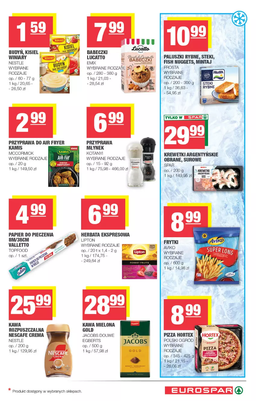 Gazetka promocyjna Spar - EuroSpar - ważna 12.08 do 23.08.2026 - strona 9 - produkty: Babeczki, Frosta, Frytki, Herbata, Hortex, Jacobs, Kamis, Kawa, Kawa mielona, Kisiel, Krewetki, LG, Lipton, Młynek, Ogród, Paluszki rybne, Papier, Papier do pieczenia, Piec, Pizza, Stek, Top, Winiary