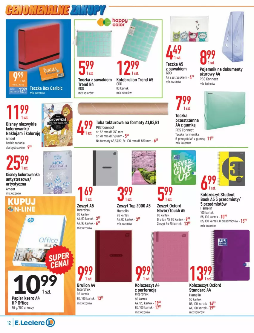 Gazetka promocyjna E Leclerc - ważna 24.09 do 09.10.2021 - strona 12 - produkty: BIC, Disney, HP, Klej, Kolorowanka, Lion, Papier, Pojemnik, Por, Ser, Top, Woda