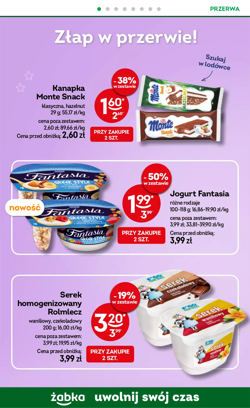 Gazetka promocyjna Żabka - gazetka-promocyjna-43-44-2026 - ważna 21.10 do 03.11.2026 - strona 46 - produkty: Fa, Fanta, Jogurt, Monte, Rolmlecz, Ser, Serek, Serek homogenizowany