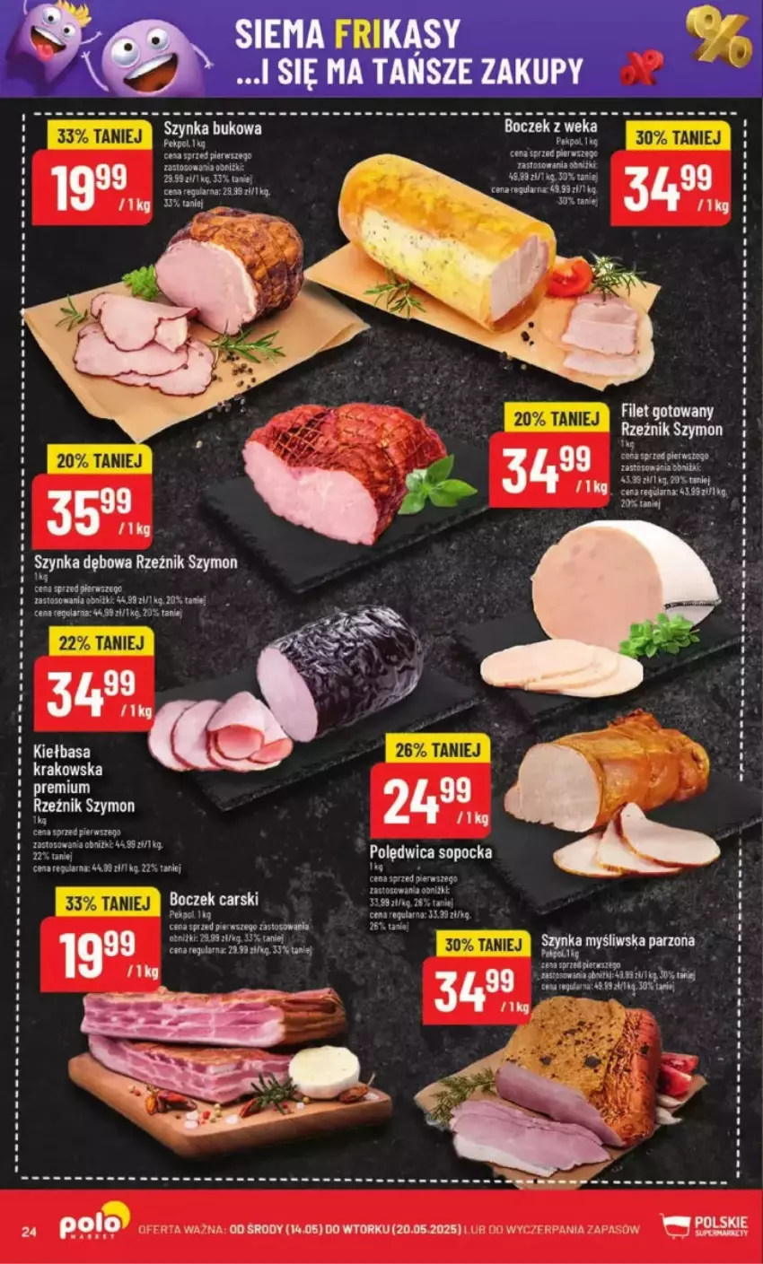 Gazetka promocyjna PoloMarket - ważna 14.05 do 20.05.2025 - strona 17 - produkty: Boczek, Cars, Fa, Kiełbasa, Kiełbasa krakowska, Pekpol, Polędwica, Por, Szynka