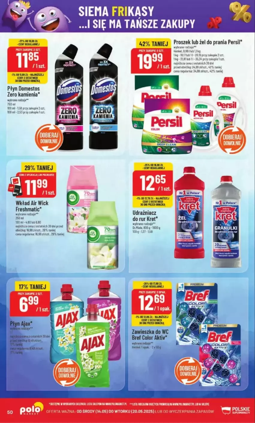 Gazetka promocyjna PoloMarket - ważna 14.05 do 20.05.2025 - strona 46 - produkty: Air Wick, Ajax, Bref, Domestos, Fa, Kret, Persil, Por, Tera, Zawieszka do wc