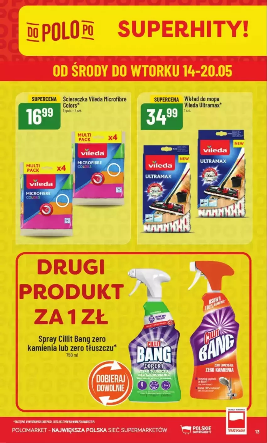 Gazetka promocyjna PoloMarket - ważna 14.05 do 20.05.2025 - strona 5 - produkty: Cillit Bang, Mop, Rama, Vileda, Wkład do mopa