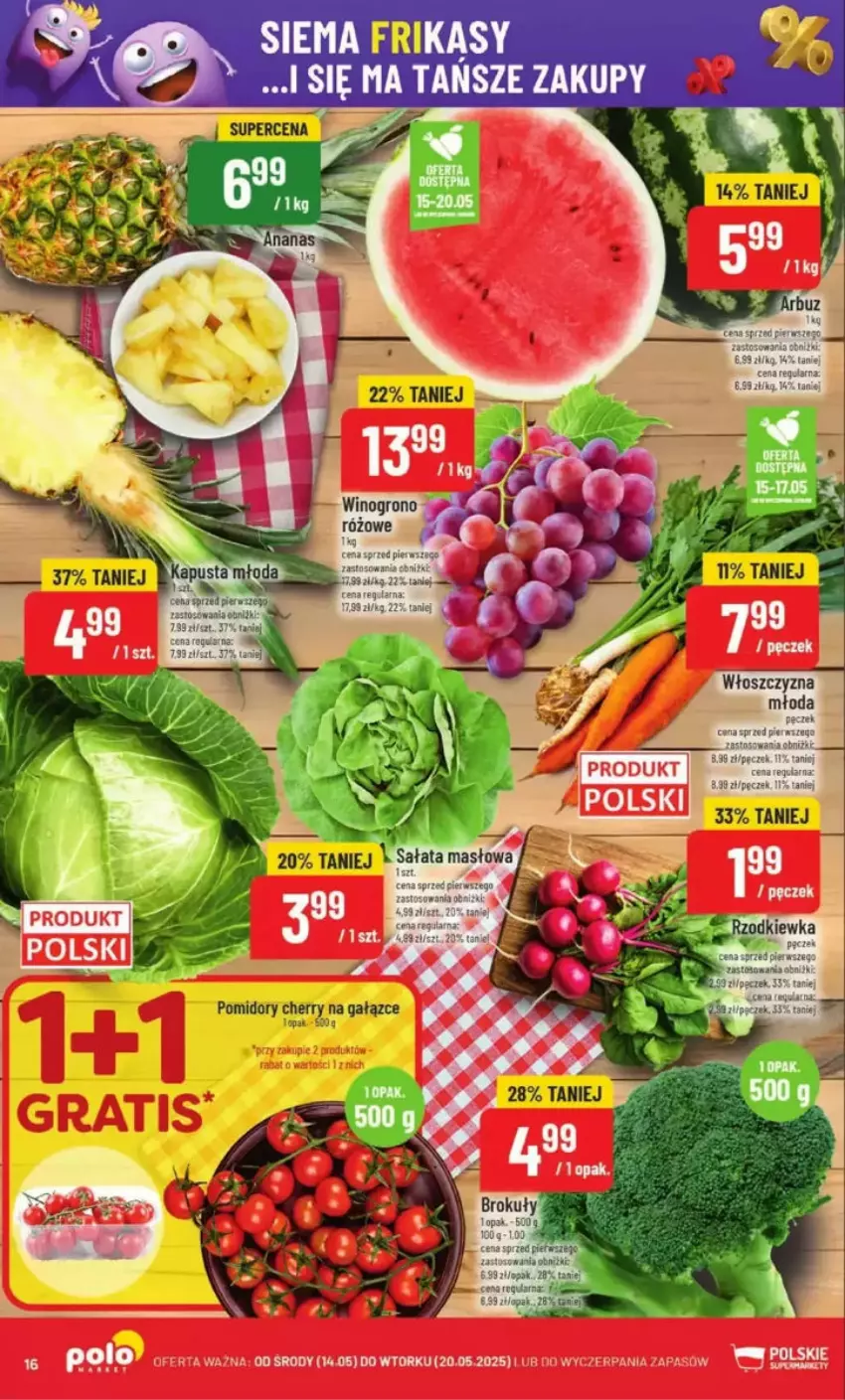 Gazetka promocyjna PoloMarket - ważna 14.05 do 20.05.2025 - strona 8 - produkty: Brokuły, Masło, Pomidory, Sałat, Sałata masłowa, Wino