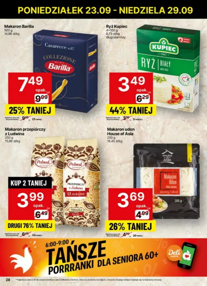 Gazetka promocyjna Delikatesy Centrum - ważna 23.09 do 29.09.2024 - strona 21 - produkty: Barilla, House of Asia, Kupiec, Makaron, Piec, Ryż