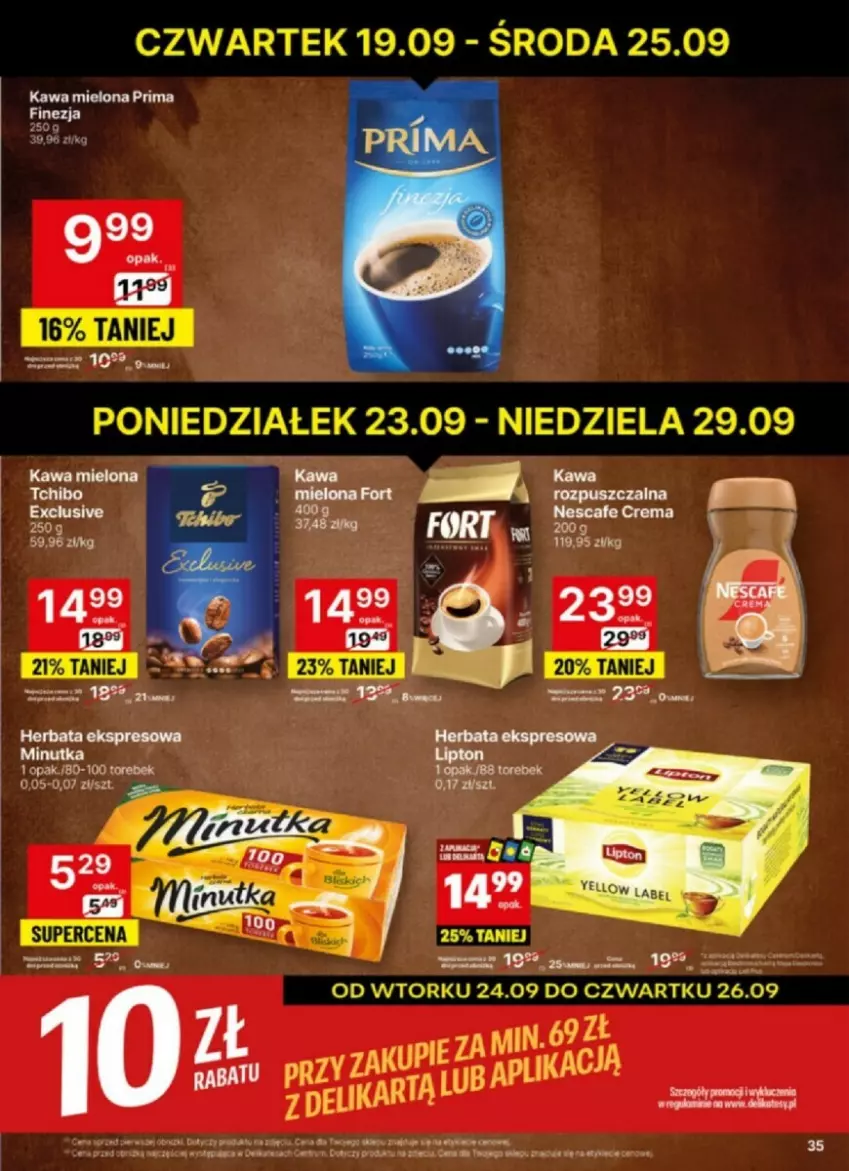 Gazetka promocyjna Delikatesy Centrum - ważna 23.09 do 29.09.2024 - strona 29 - produkty: Herbata, Kawa, Kawa mielona, Prima