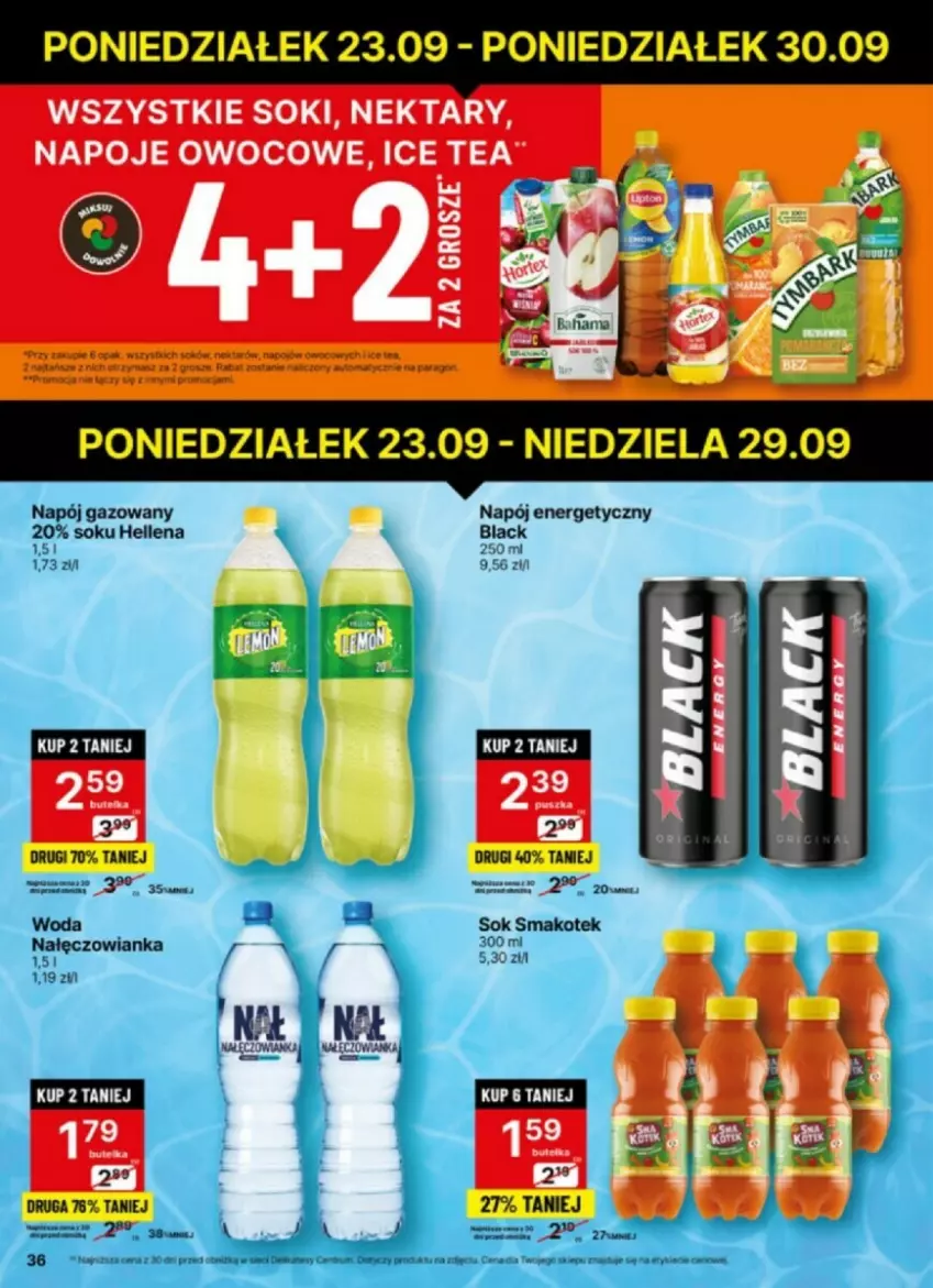 Gazetka promocyjna Delikatesy Centrum - ważna 23.09 do 29.09.2024 - strona 30 - produkty: Hellena, Ice tea, Kotek, Lack, Napój, Napój energetyczny, Napój gazowany, Napoje, Nektar, Rum, Smakotek, Sok, Woda