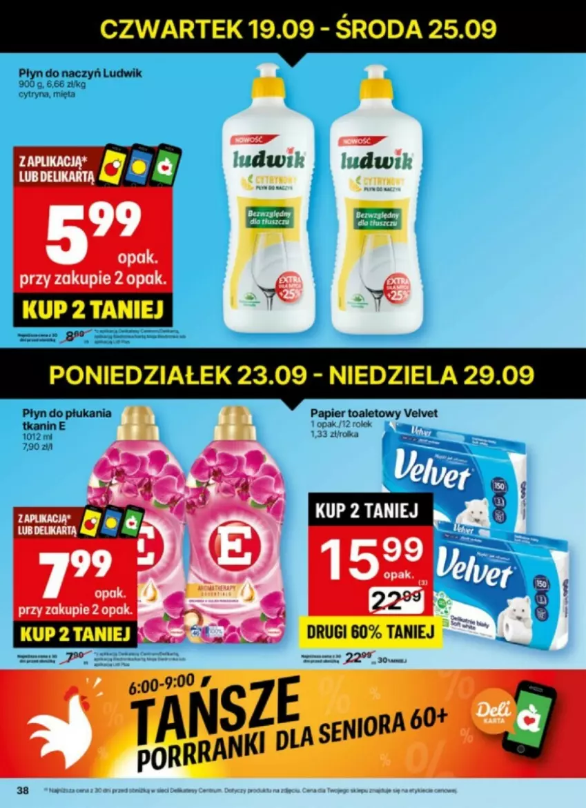 Gazetka promocyjna Delikatesy Centrum - ważna 23.09 do 29.09.2024 - strona 32 - produkty: Ludwik, Papier, Papier toaletowy, Płyn do płukania, Velvet