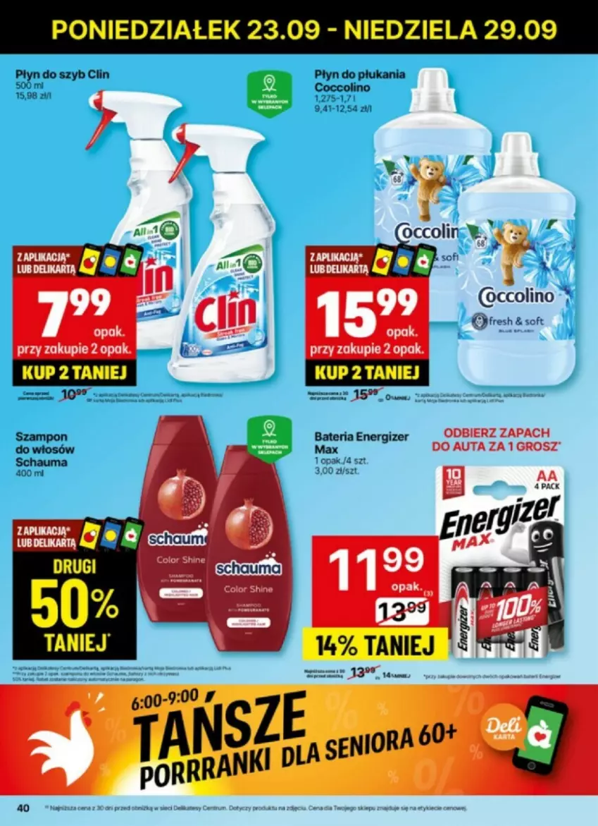 Gazetka promocyjna Delikatesy Centrum - ważna 23.09 do 29.09.2024 - strona 35 - produkty: Bateria, Clin, Coccolino, Energizer, Płyn do płukania, Płyn do szyb