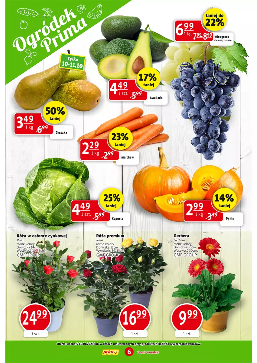 Gazetka promocyjna Prim Market - ważna 05.10 do 11.10.2023 - strona 6 - produkty: Gerber, Róża, Sok, Wino, Winogrona