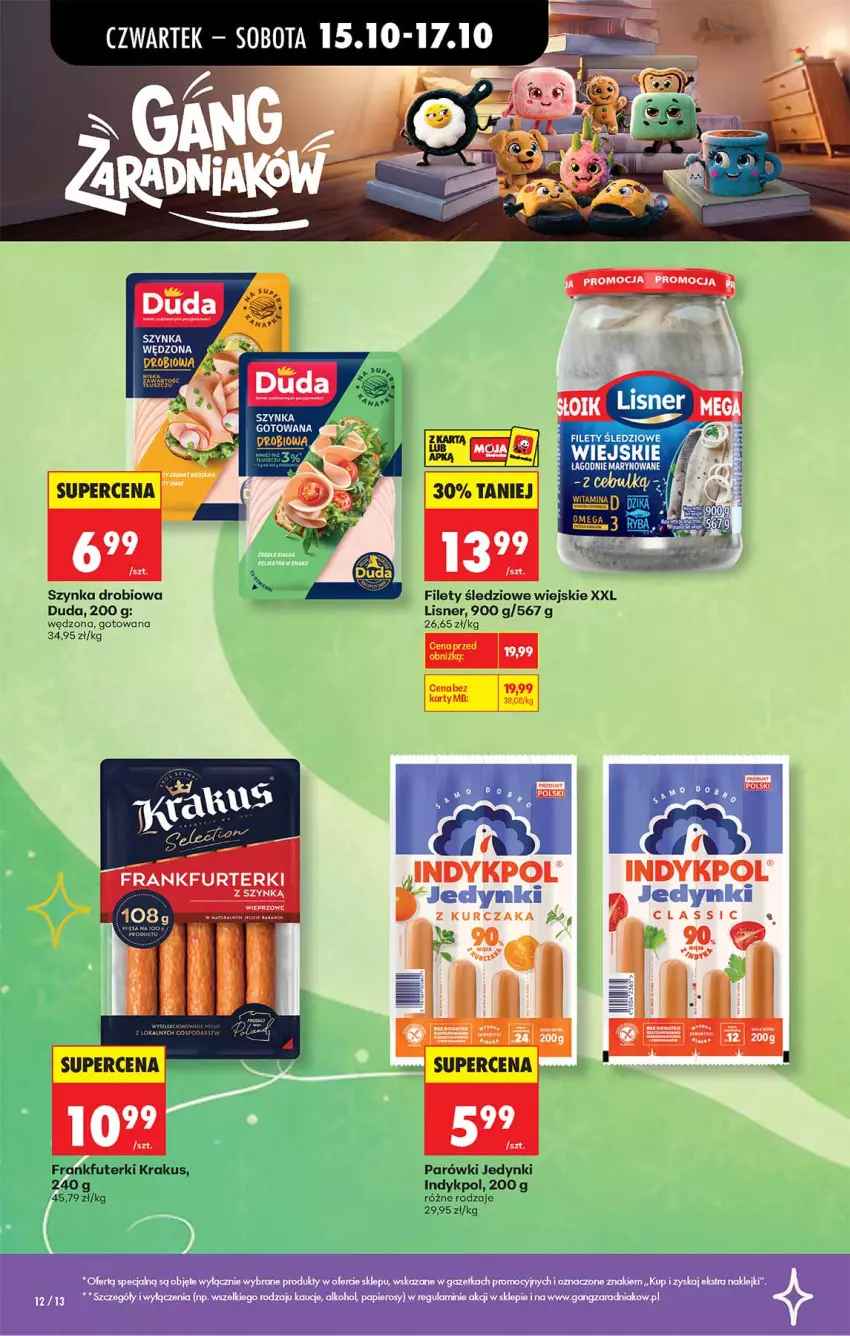 Gazetka promocyjna Biedronka - Od Czwartku - ważna 15.10 do 21.10.2026 - strona 12 - produkty: Duda, Frankfurterki, Krakus, Kurczak, Lisner, Parówki, Szynka