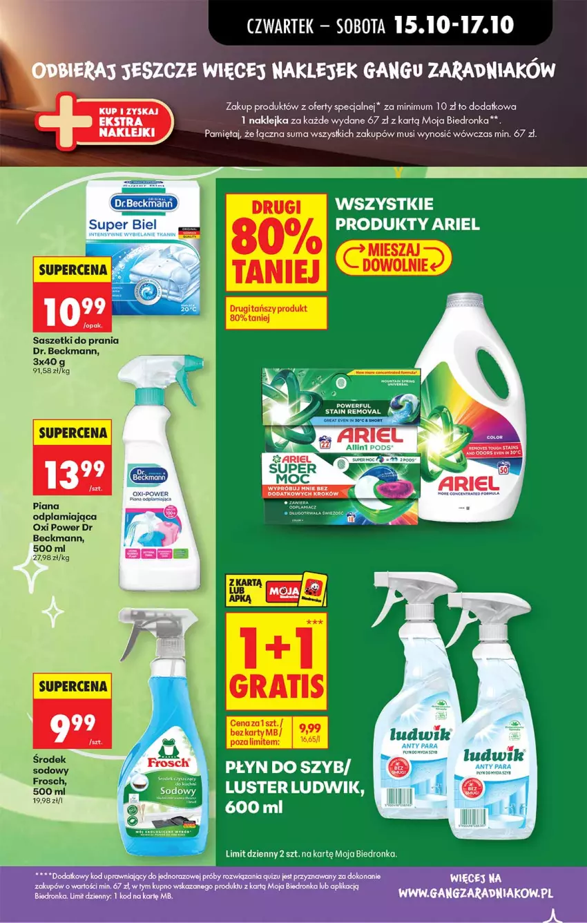 Gazetka promocyjna Biedronka - Od Czwartku - ważna 15.10 do 21.10.2026 - strona 15 - produkty: Ariel, Klej, Ludwik, Mięta, Mus, Penne, Płyn do szyb, Quiz