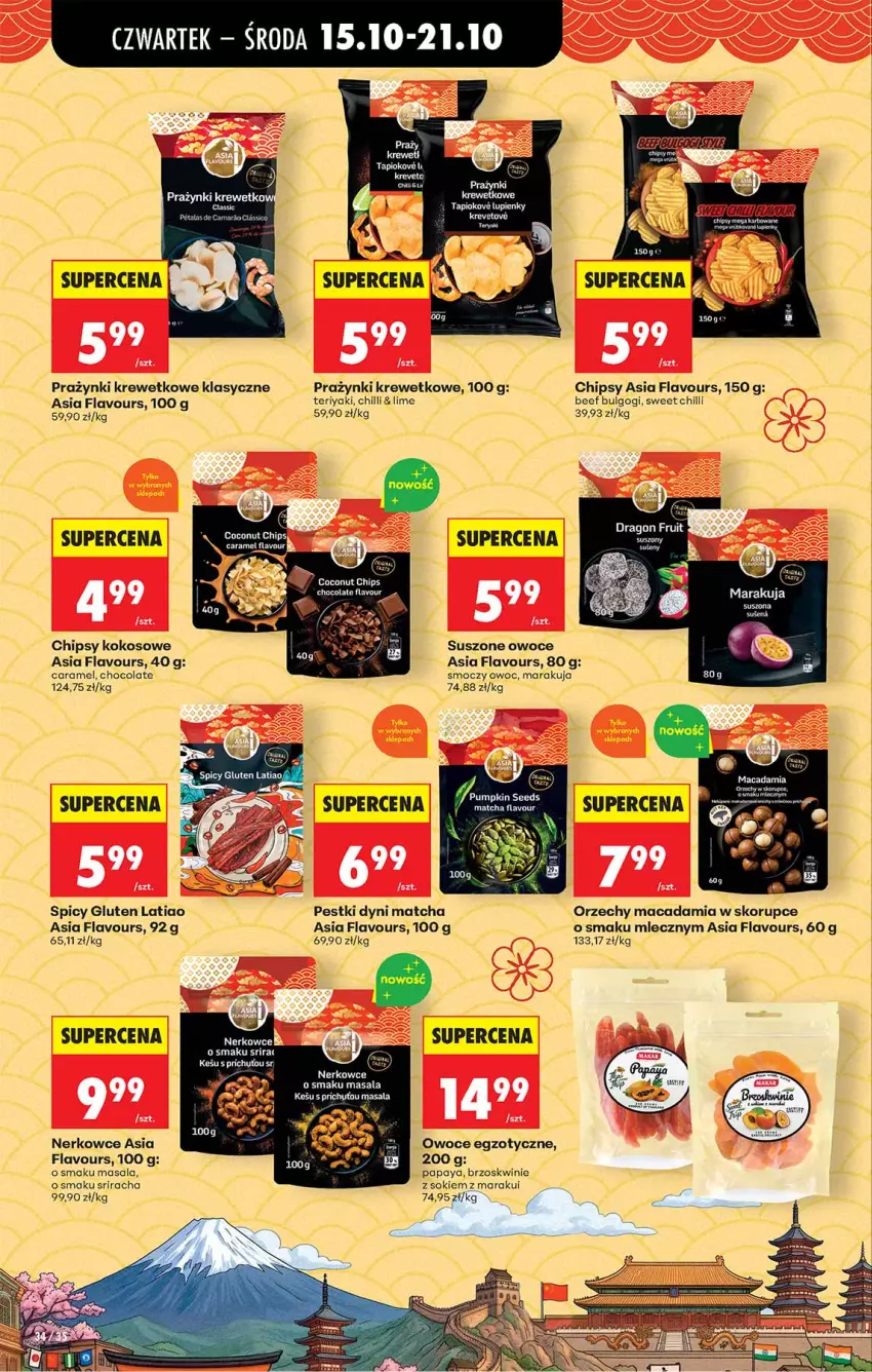 Gazetka promocyjna Biedronka - Od Czwartku - ważna 15.10 do 21.10.2026 - strona 34 - produkty: Brzoskwinie, Chipsy, Kokos, LG, Owoce, Pestki dyni, Prazynki, Sok