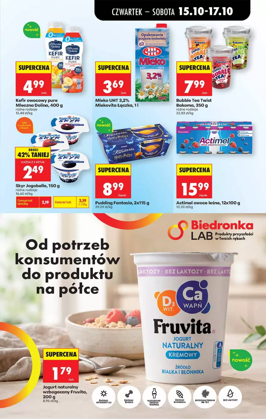 Gazetka promocyjna Biedronka - Od Czwartku - ważna 15.10 do 21.10.2026 - strona 37 - produkty: Actimel, Bakoma, Bell, Bella, Fa, Fanta, Jogobella, Jogurt, Jogurt naturalny, Kefir, Mleko, Mlekovita, Owoce, Pudding, Pur
