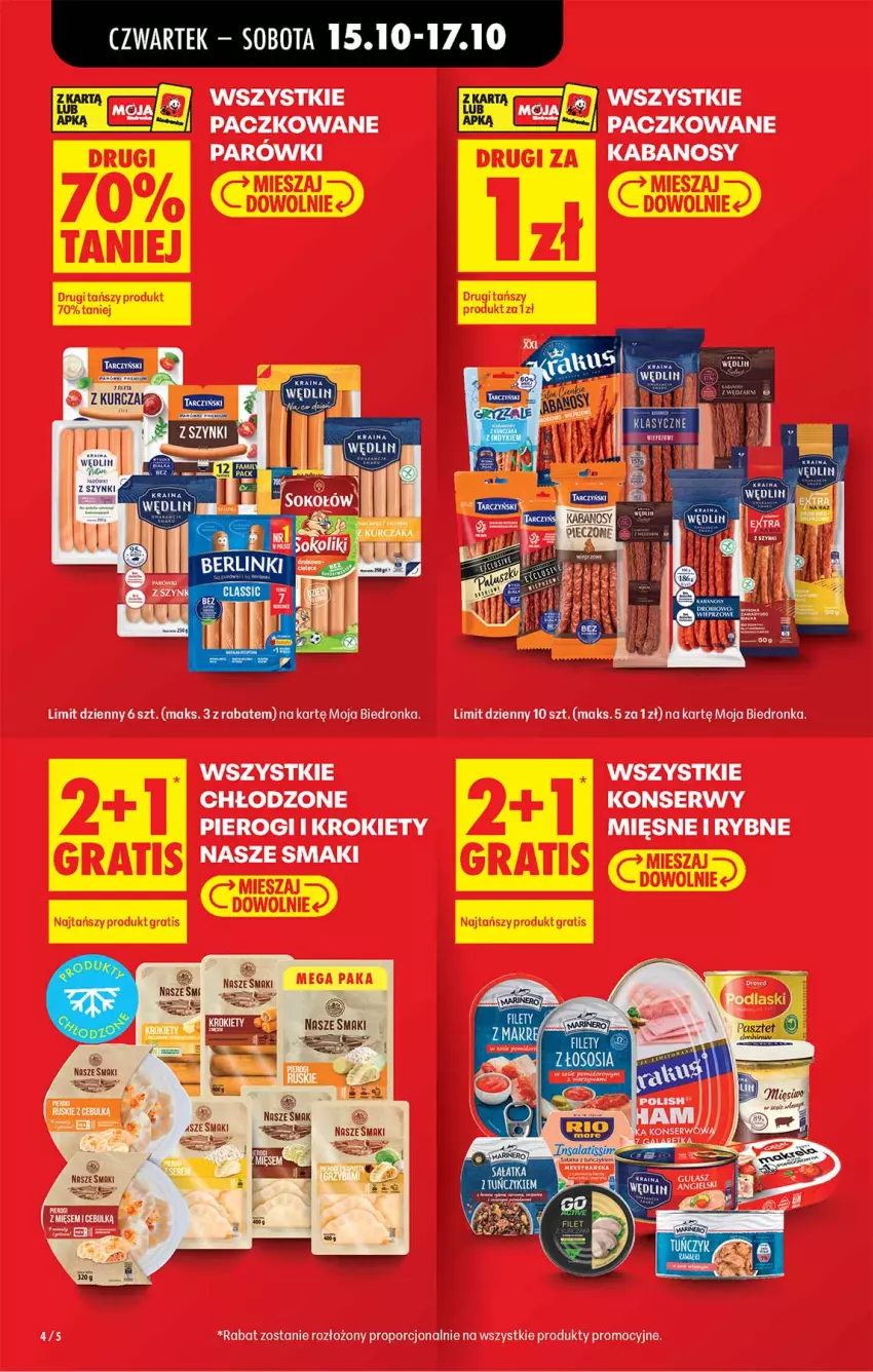 Gazetka promocyjna Biedronka - Od Czwartku - ważna 15.10 do 21.10.2026 - strona 4 - produkty: Kabanos, Krokiety, Parówki, Pierogi, Por, Ser