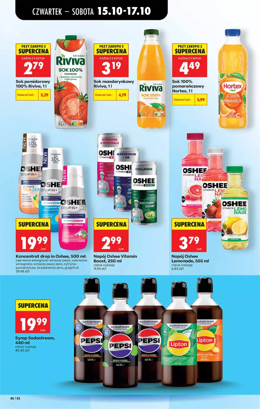 Gazetka promocyjna Biedronka - Od Czwartku - ważna 15.10 do 21.10.2026 - strona 44 - produkty: Grejpfrut, Hortex, Napój, Oshee, Sok, Sok pomidorowy, Syrop, Wino