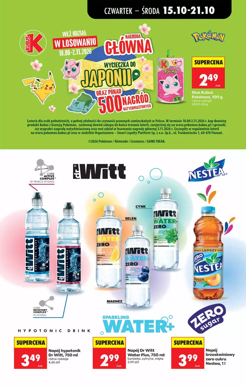 Gazetka promocyjna Biedronka - Od Czwartku - ważna 15.10 do 21.10.2026 - strona 45 - produkty: Borówka, Cynk, Gra, Kubuś, Mięta, Napój, Nestea, Tonik