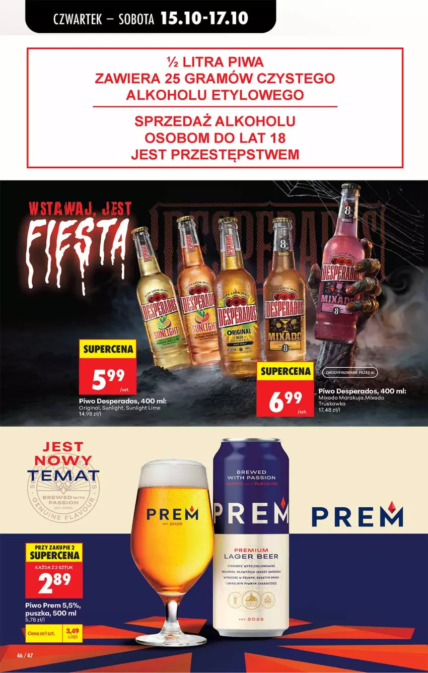 Gazetka promocyjna Biedronka - Od Czwartku - ważna 15.10 do 21.10.2026 - strona 46 - produkty: Desperados, Fa, Gin, Gra, Mixa, Piwa, Piwo