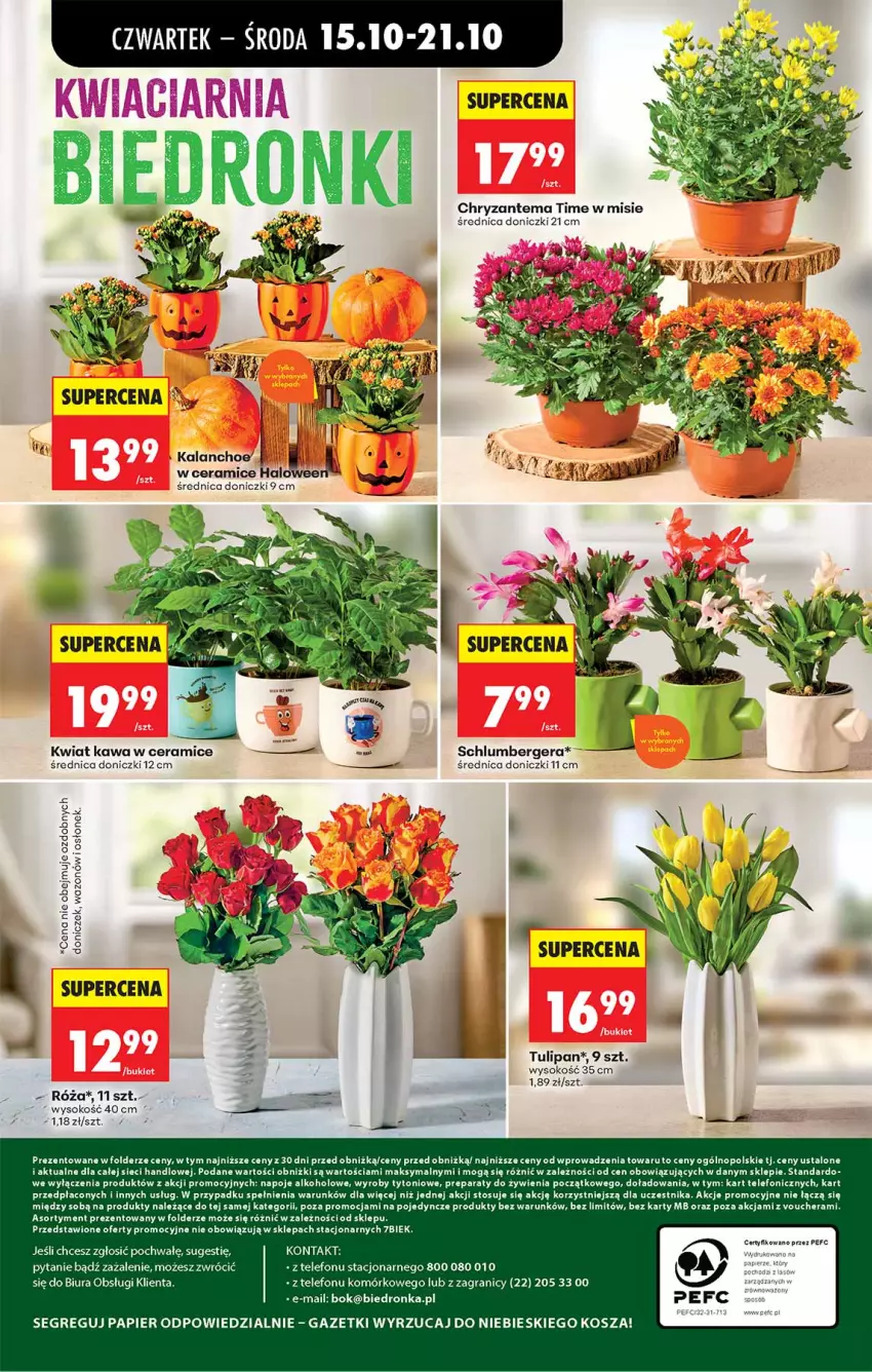 Gazetka promocyjna Biedronka - Od Czwartku - ważna 15.10 do 21.10.2026 - strona 56 - produkty: Chryzantema, Gin, Gra, Kalanchoe, Kawa, Kosz, Napoje, Papier, Róża, Sok, Telefon, Tulipan, Wazon