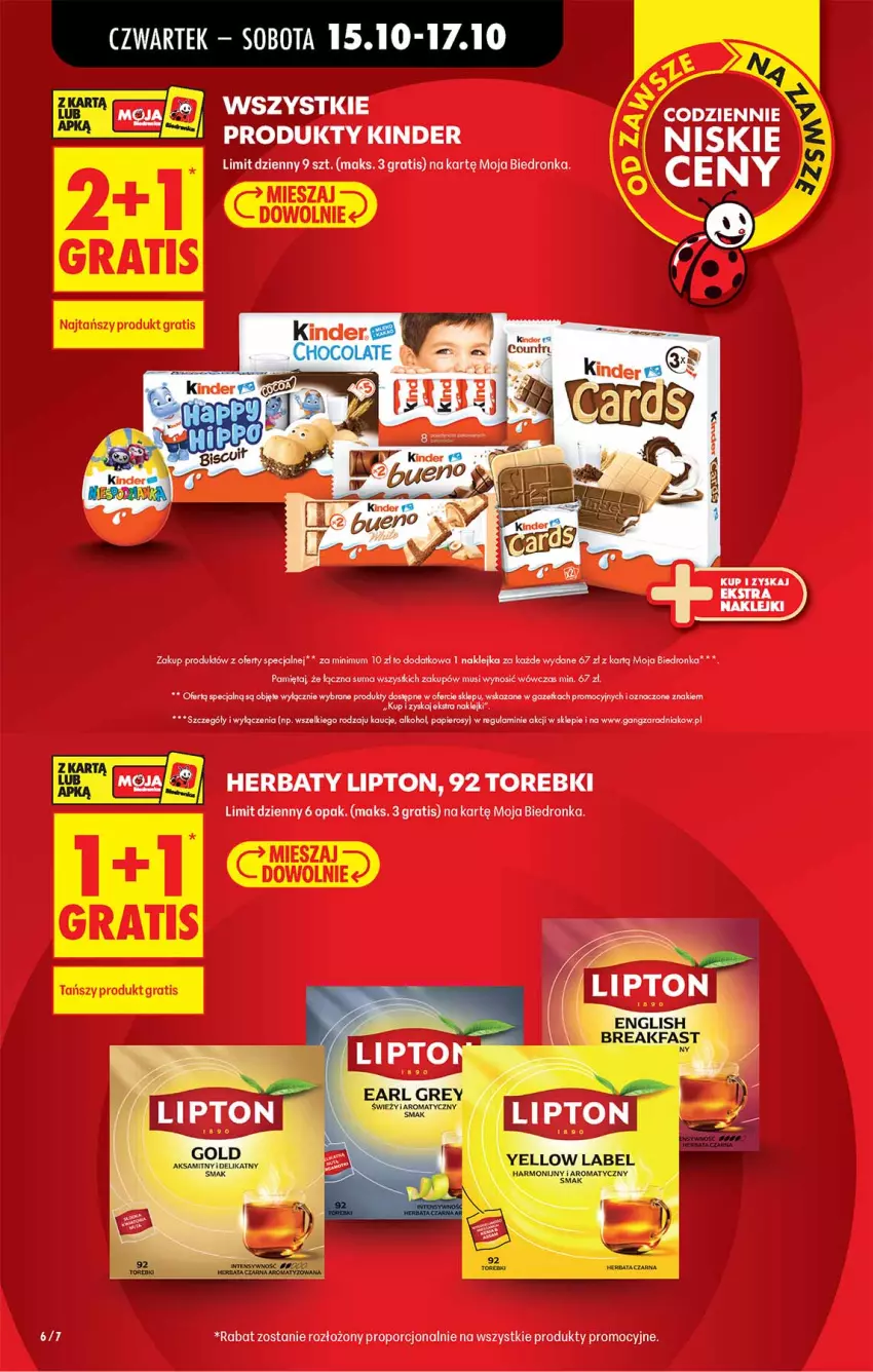 Gazetka promocyjna Biedronka - Od Czwartku - ważna 15.10 do 21.10.2026 - strona 6 - produkty: Fa, Gra, Kinder, Klej, Lipton, Mięta, Mus, Papier, Por