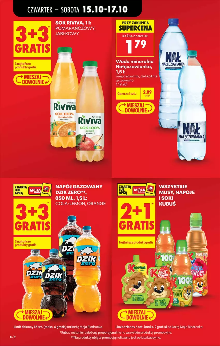 Gazetka promocyjna Biedronka - Od Czwartku - ważna 15.10 do 21.10.2026 - strona 8 - produkty: Gra, Kubuś, Mus, Nałęczowianka, Napój, Napój gazowany, Napoje, Por, Sok, Woda, Woda mineralna