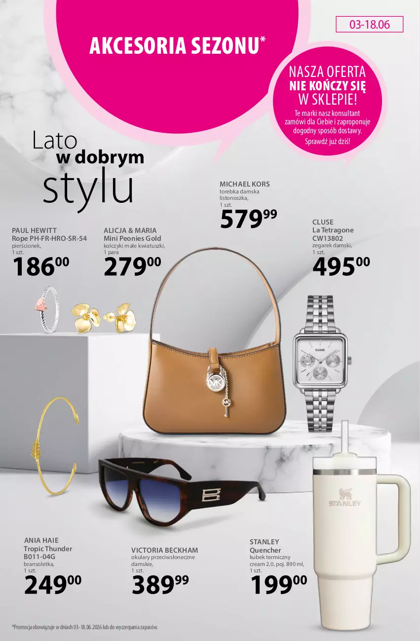 Gazetka promocyjna Hebe - Gazetka - ważna 03.06 do 18.06.2026 - strona 21 - produkty: Bransoletka, Kolczyki, Kubek, Kubek termiczny, Pierścionek, Torebka, Tusz, Zegar, Zegarek