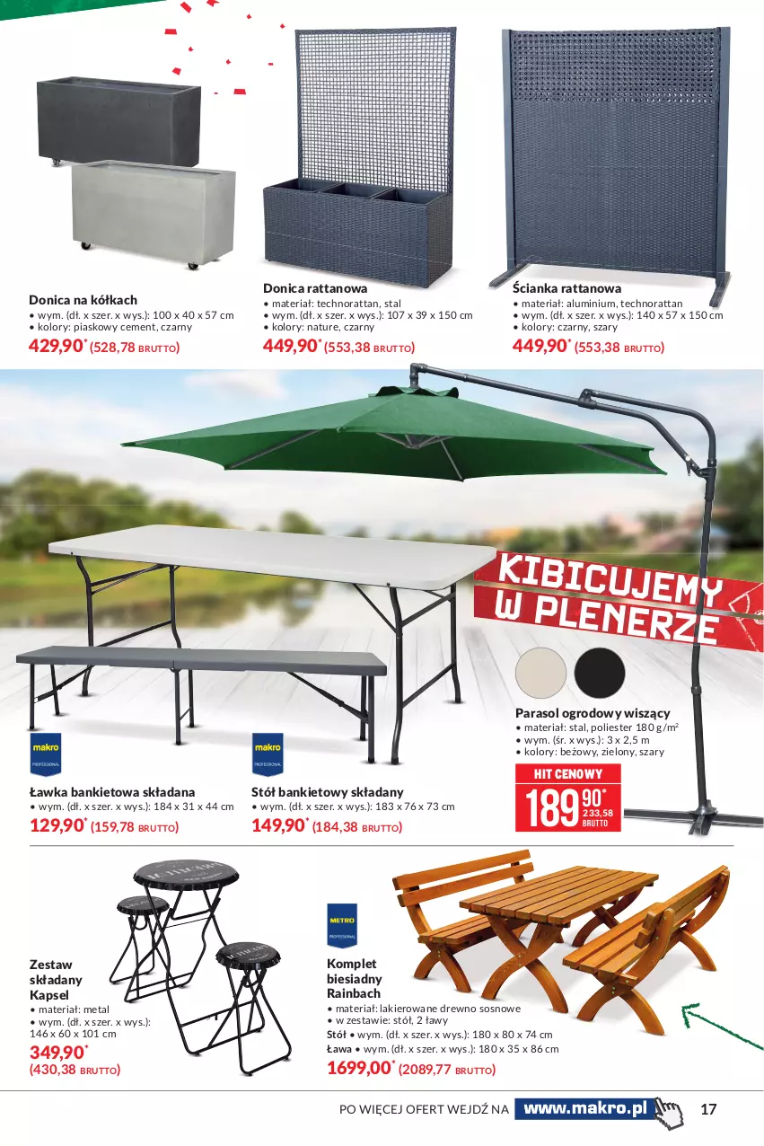 Gazetka promocyjna Makro - [Oferta specjalna] Wszystko na grill - ważna 15.06 do 28.06.2021 - strona 17 - produkty: BIC, Cement, Lakier, NBA, Parasol, Sos, Stół