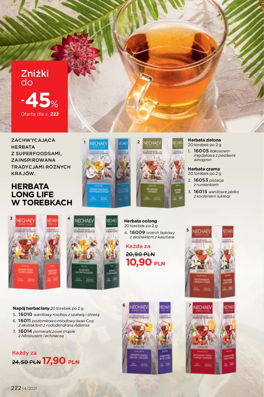 Gazetka promocyjna Faberlic - Gazetka - ważna 27.09 do 10.10.2021 - strona 222 - produkty: Herbata, Herbata czarna, Hibiskus, Kokos, Napój, Rum, Torebka, Wino