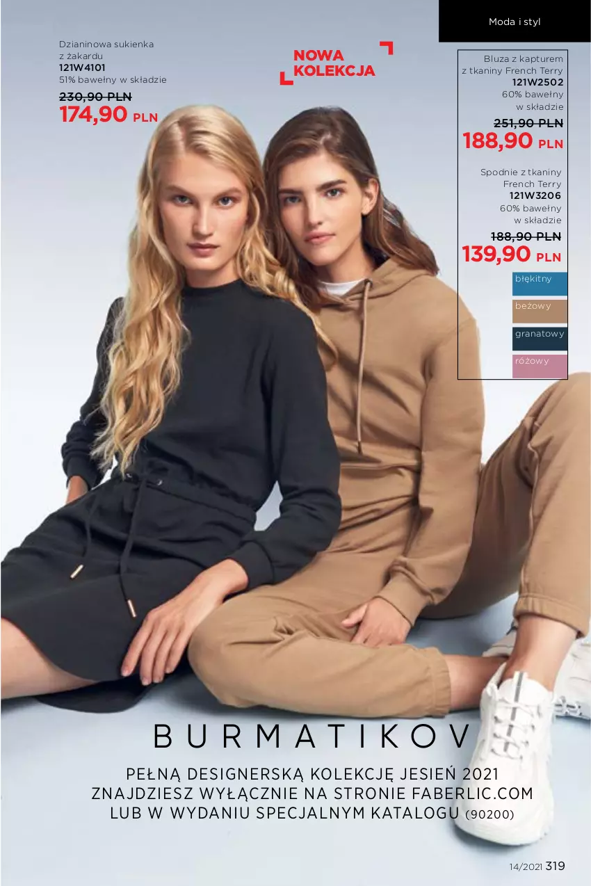 Gazetka promocyjna Faberlic - Gazetka - ważna 27.09 do 10.10.2021 - strona 319 - produkty: Bluza, Bluza z kapturem, Fa, Gra, Granat, Moda, Spodnie, Sukienka