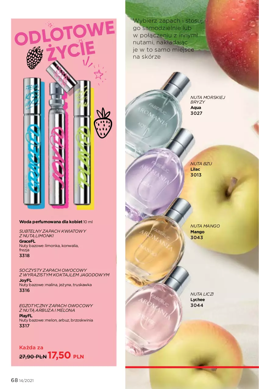 Gazetka promocyjna Faberlic - Gazetka - ważna 27.09 do 10.10.2021 - strona 68 - produkty: Arbuz, Gra, Liczi, Limonka, Mango, Melon, Nuty, Perfum, Woda, Woda perfumowana