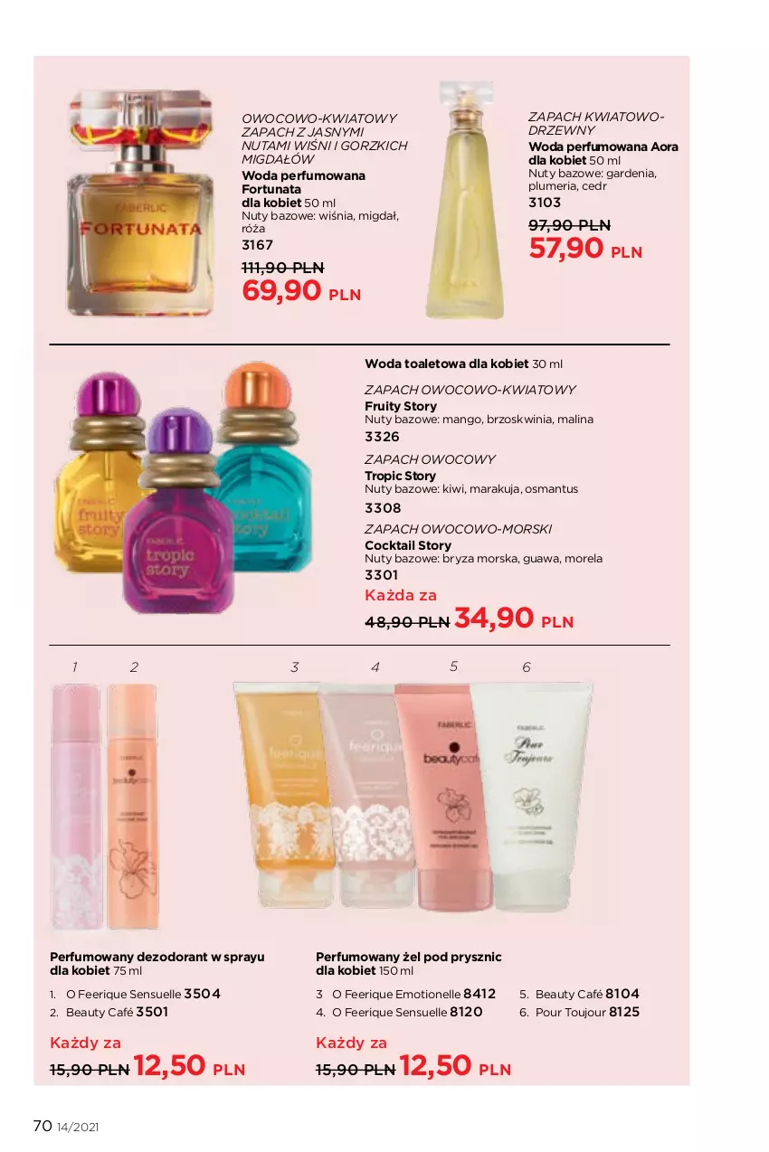 Gazetka promocyjna Faberlic - Gazetka - ważna 27.09 do 10.10.2021 - strona 70 - produkty: Bryza, Dezodorant, Fortuna, Kiwi, Mango, Morela, Nuty, Perfum, Róża, Woda, Woda perfumowana, Woda toaletowa